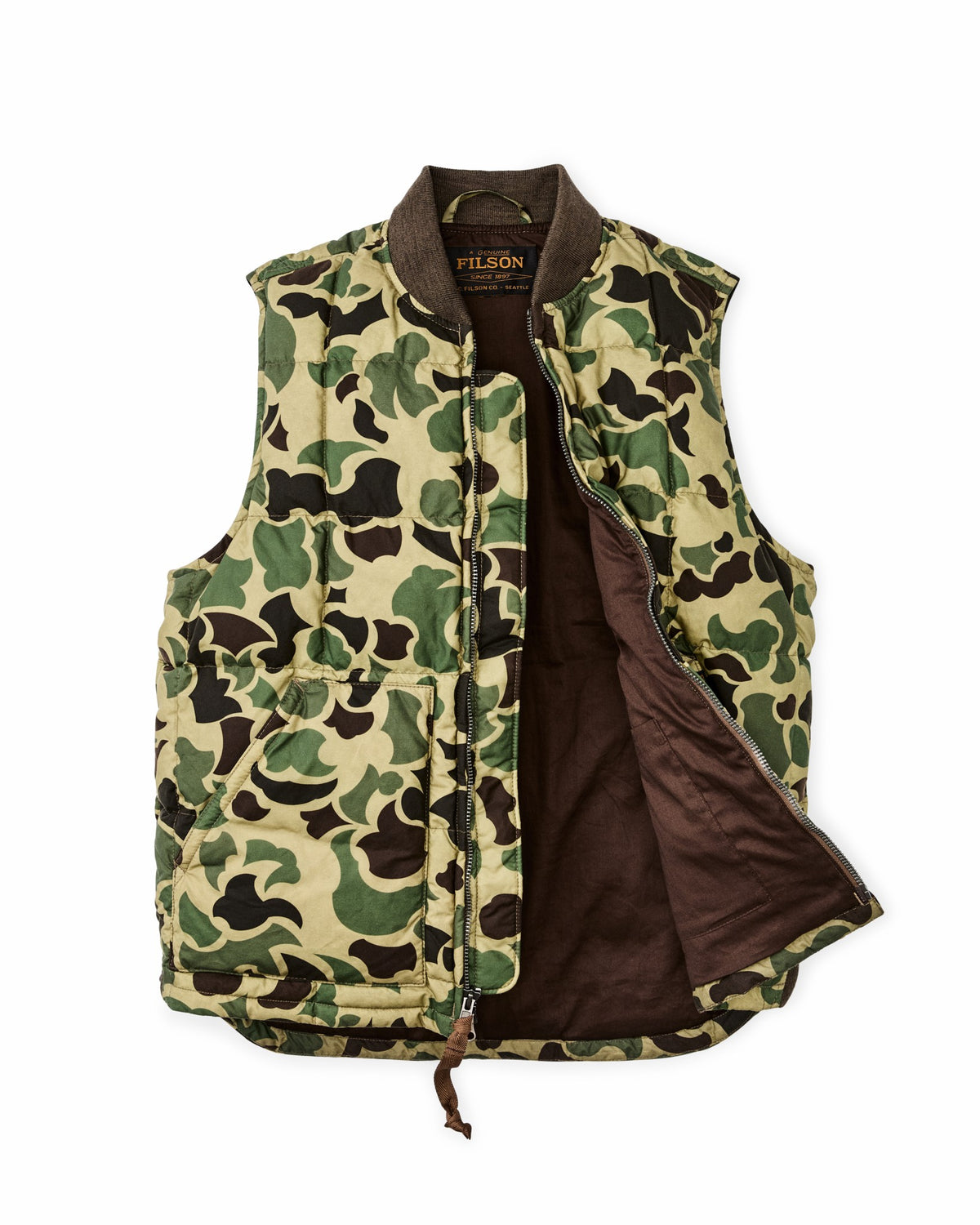Men Filson Waxed Down Vest - Tundra Shrub Camo