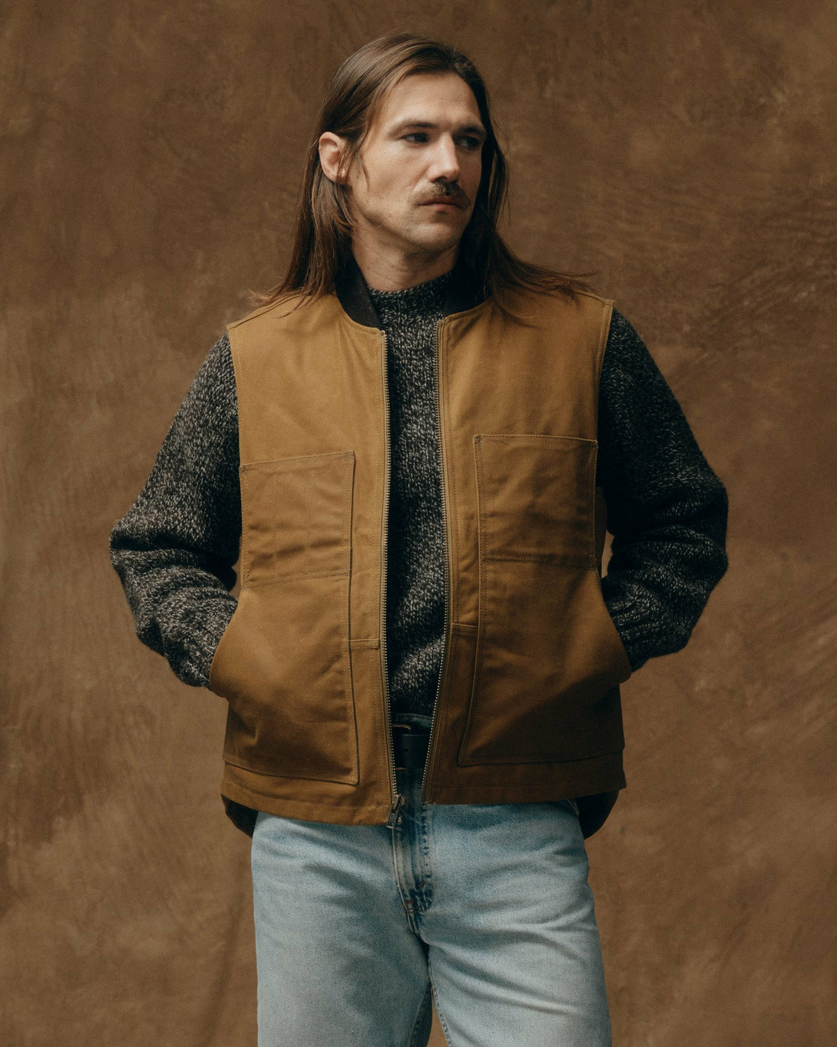 Men Filson Waxed Canvas Insulated Work Vest