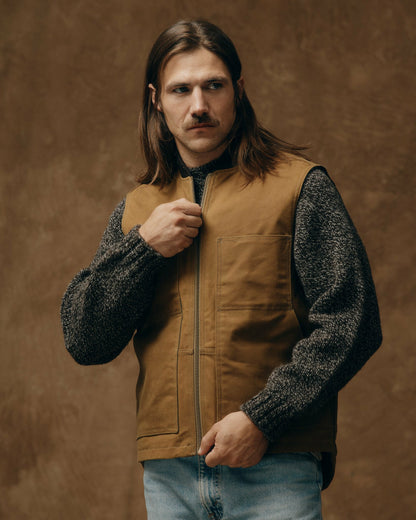 Men Filson Waxed Canvas Insulated Work Vest