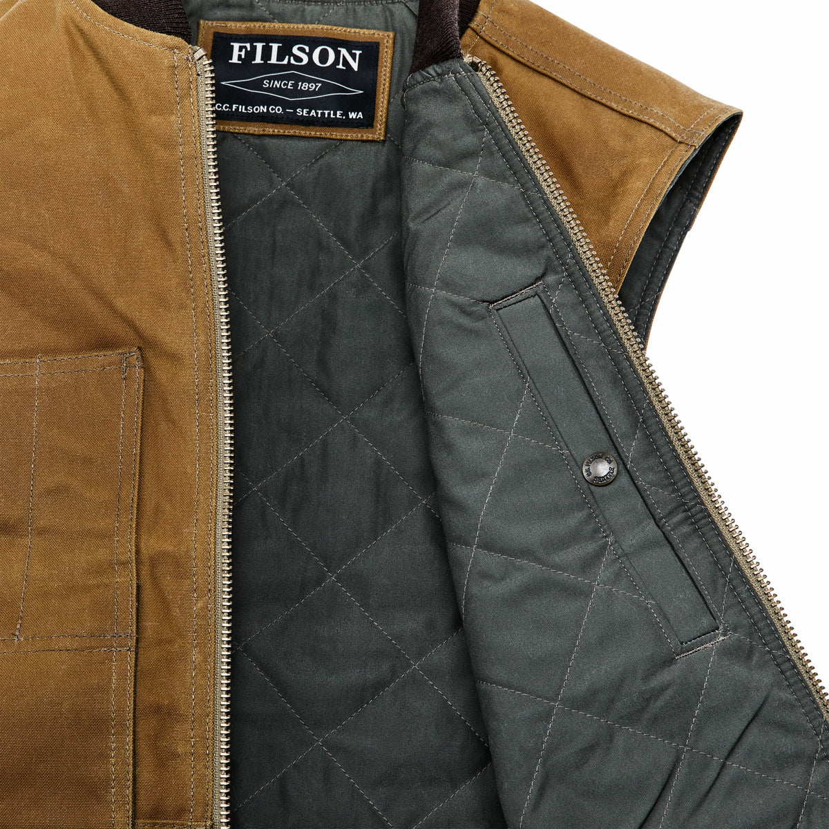 Men Filson Waxed Canvas Insulated Work Vest