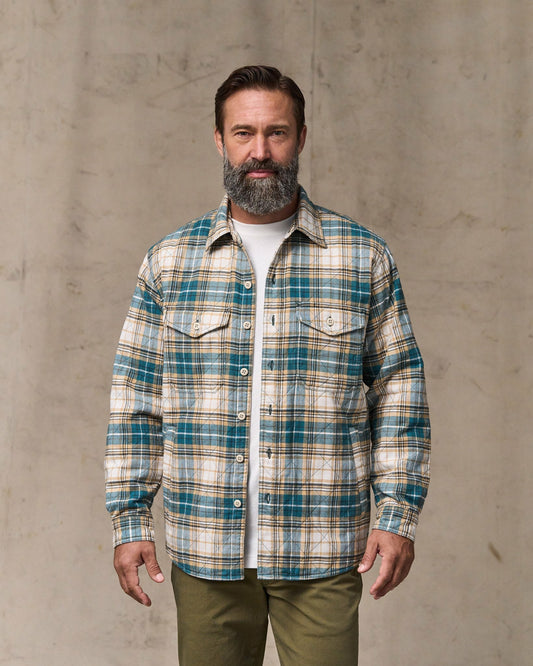 Men Filson Insulated Flannel Jac-shirt - Teal / Khaki Plaid