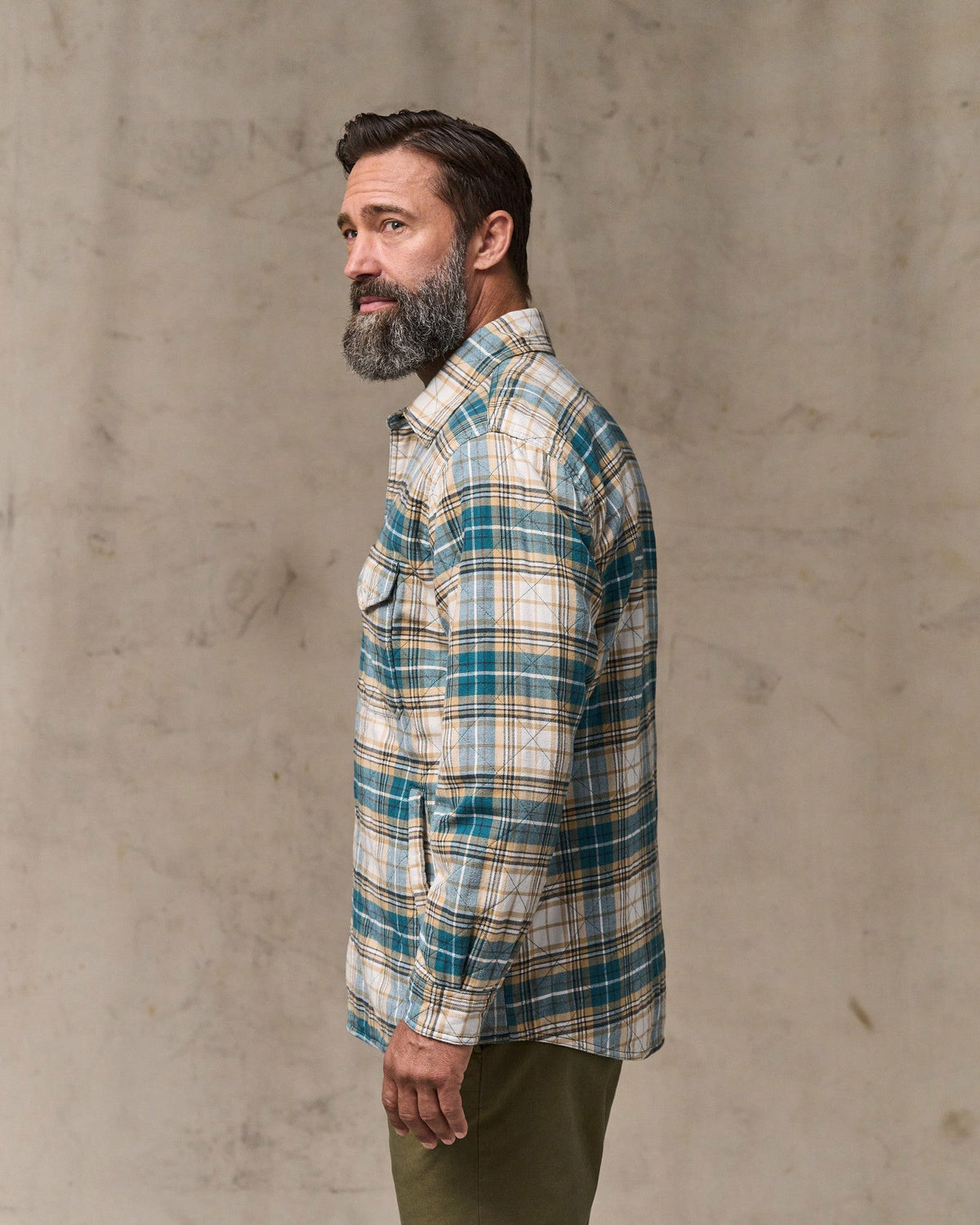 Men Filson Insulated Flannel Jac-shirt - Teal / Khaki Plaid