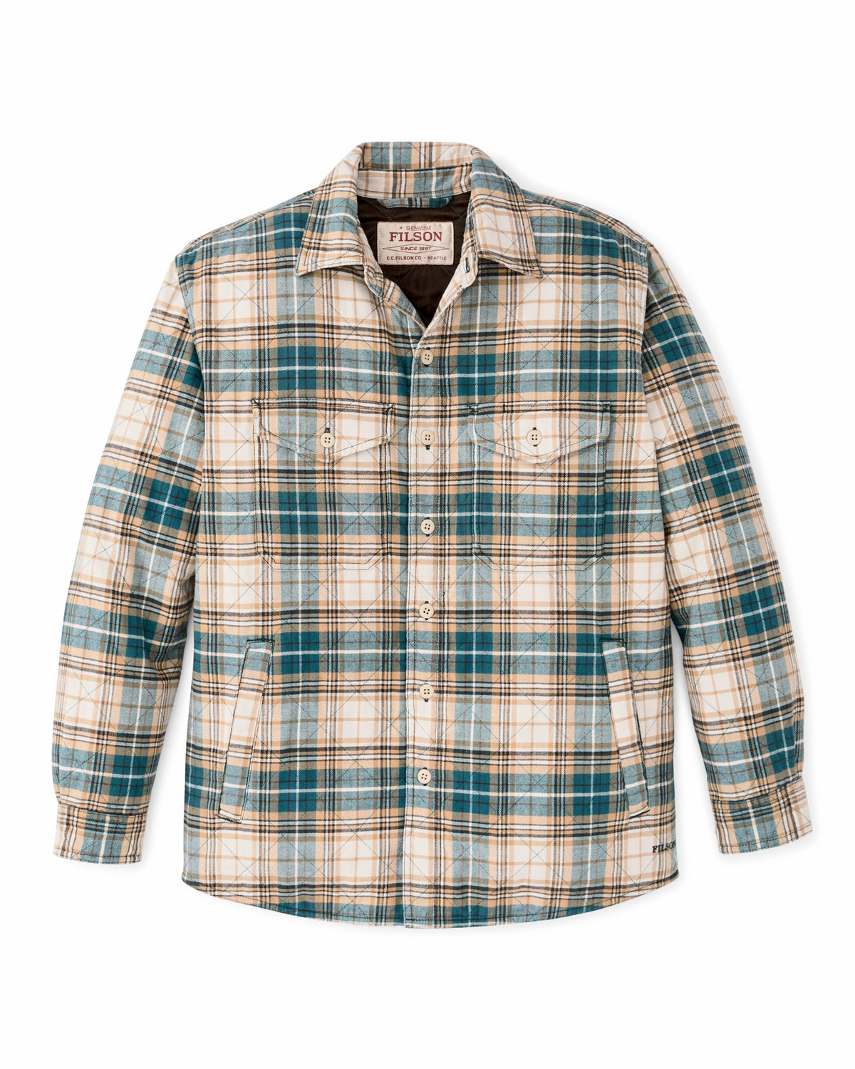 Men Filson Insulated Flannel Jac-shirt - Teal / Khaki Plaid
