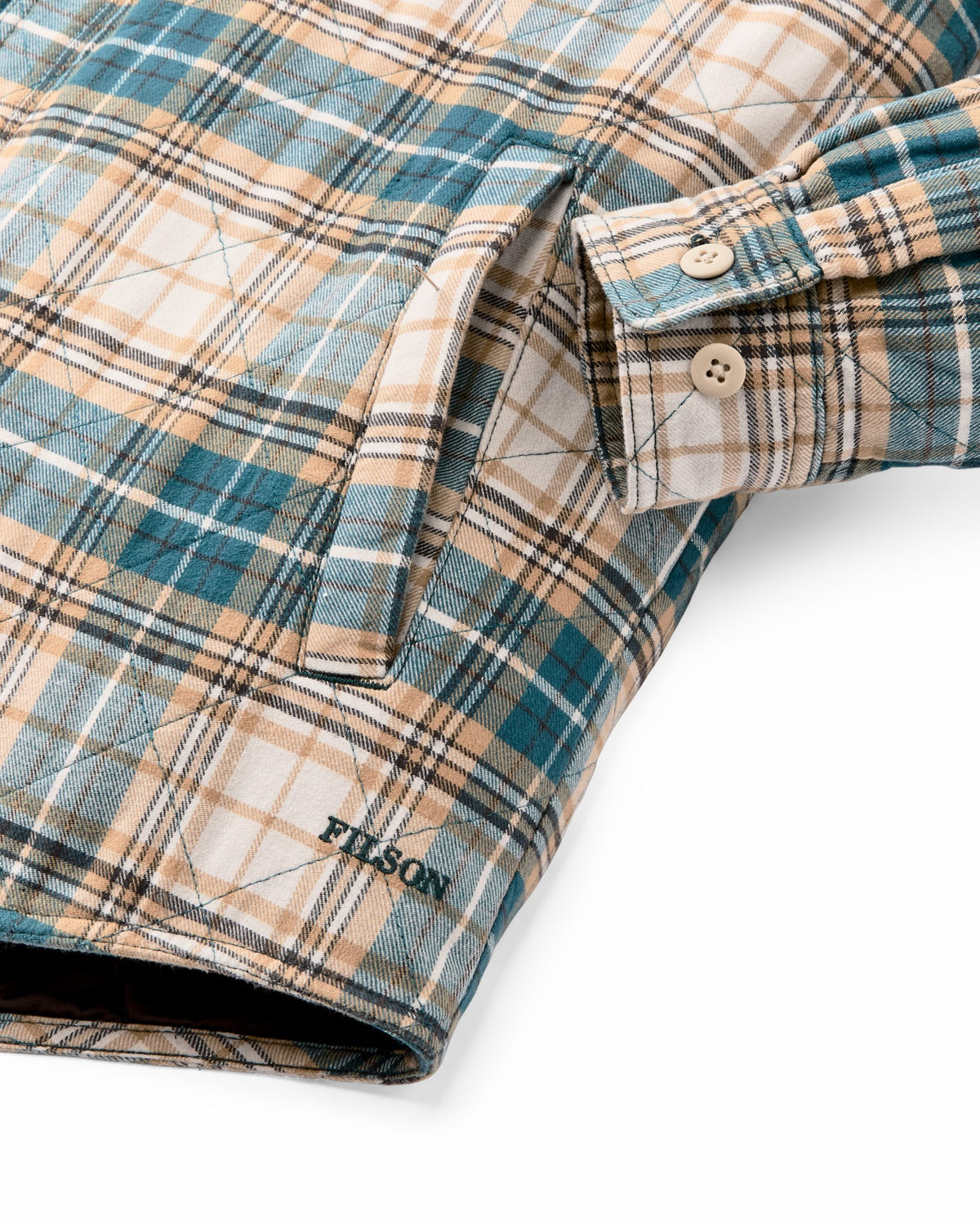 Men Filson Insulated Flannel Jac-shirt - Teal / Khaki Plaid