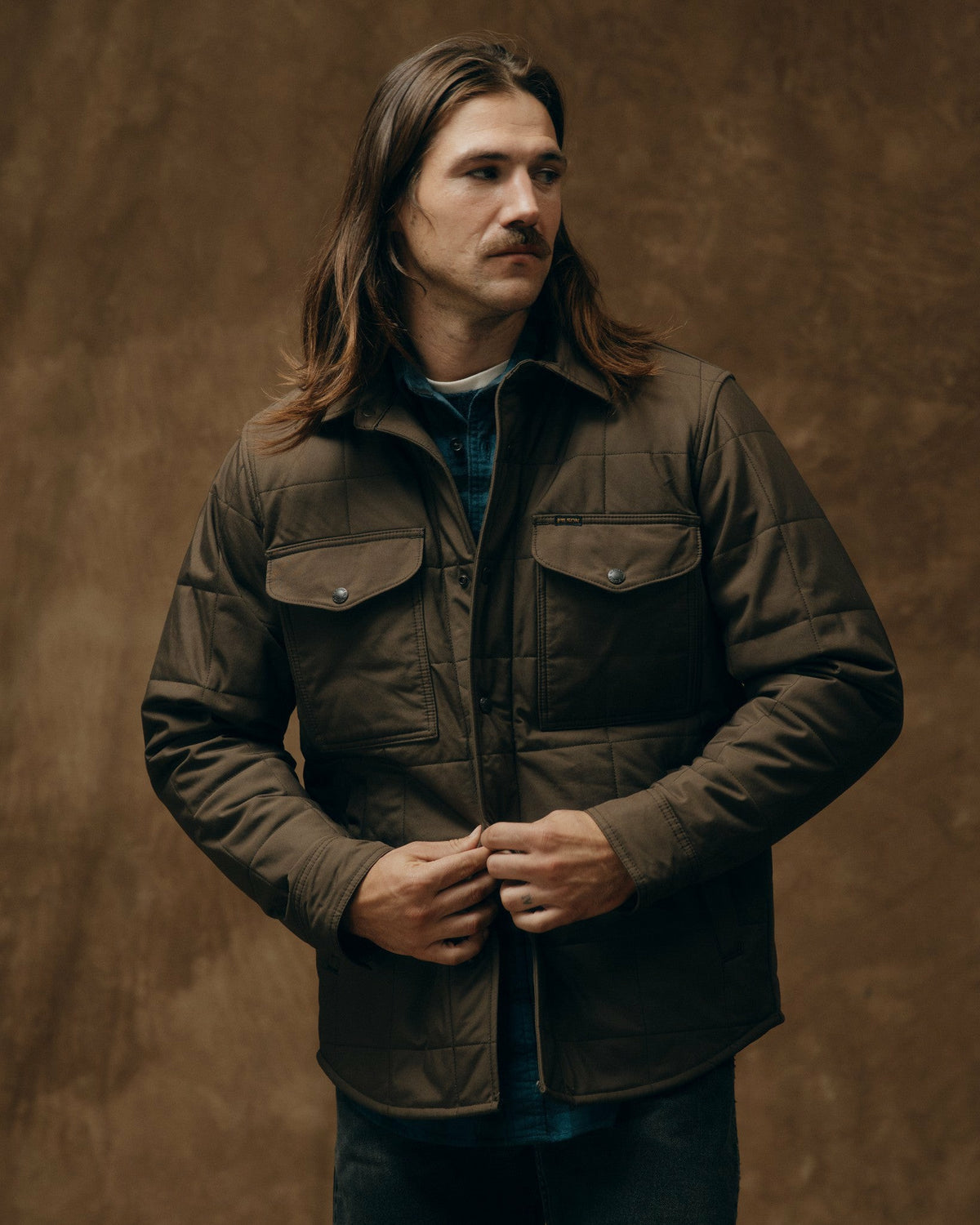 Men Filson Cover Cloth Quilted Jac-shirt - Slate Black