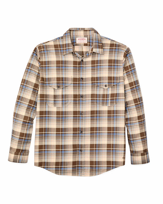 Men Filson Lightweight Alaskan Guide Shirt - Cream / Blue / Multi Plaid