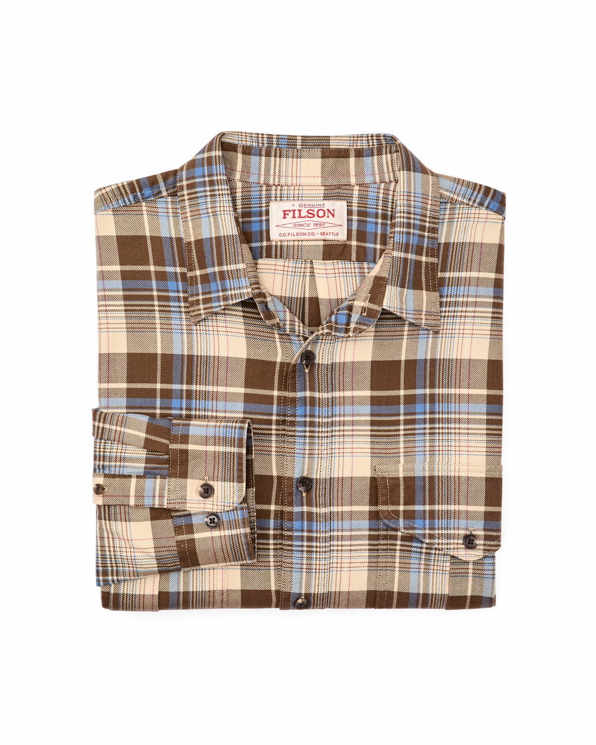 Men Filson Lightweight Alaskan Guide Shirt - Cream / Blue / Multi Plaid