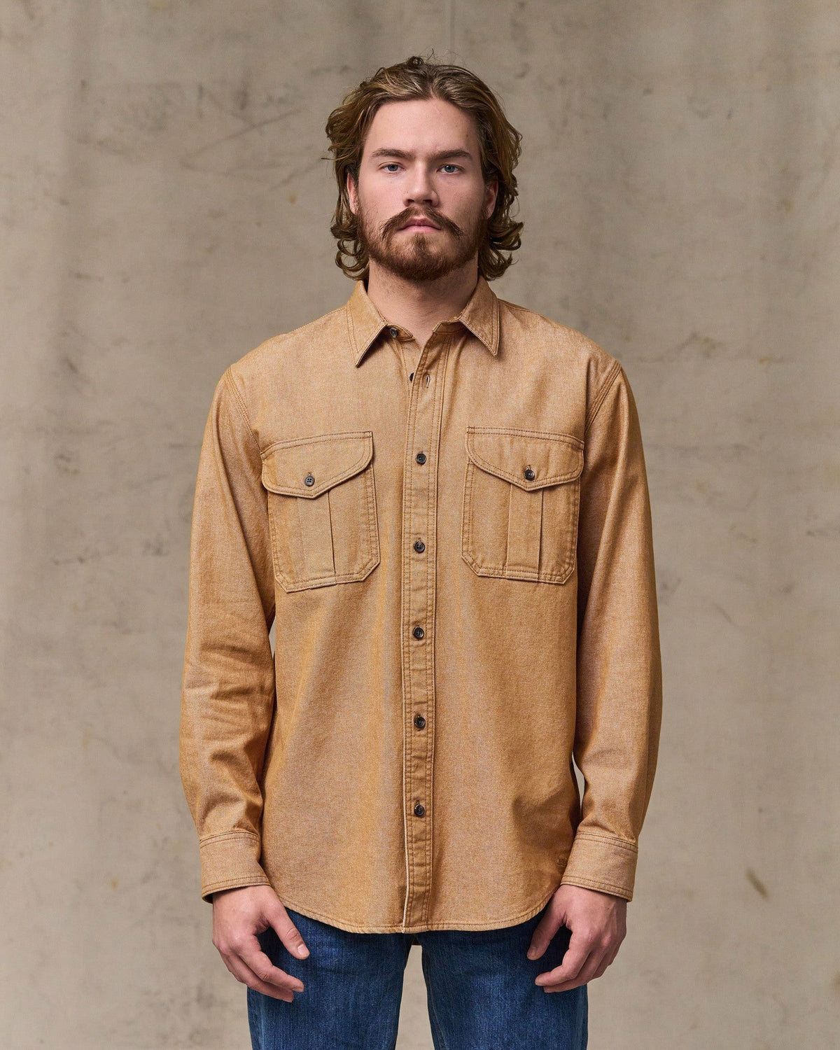 Men Filson Denim Guide Shirt - Harvest Tan