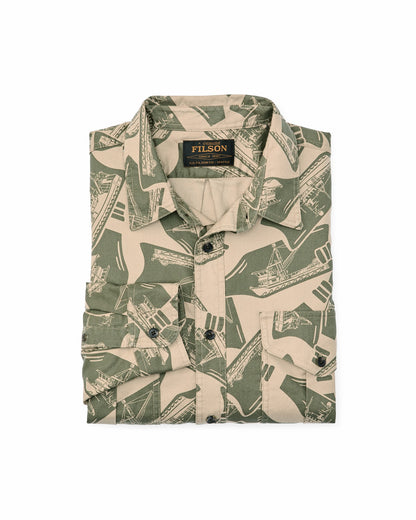Men Filson Lightweight Alaskan Guide Shirt - Khaki / Print