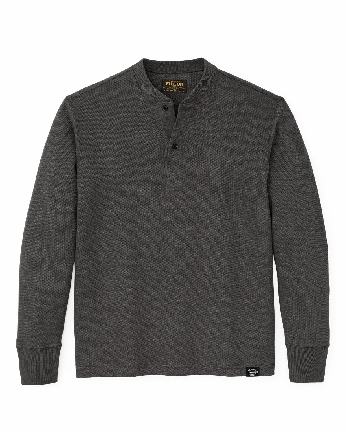 Men Filson Waffle Knit Henley - Charcoal