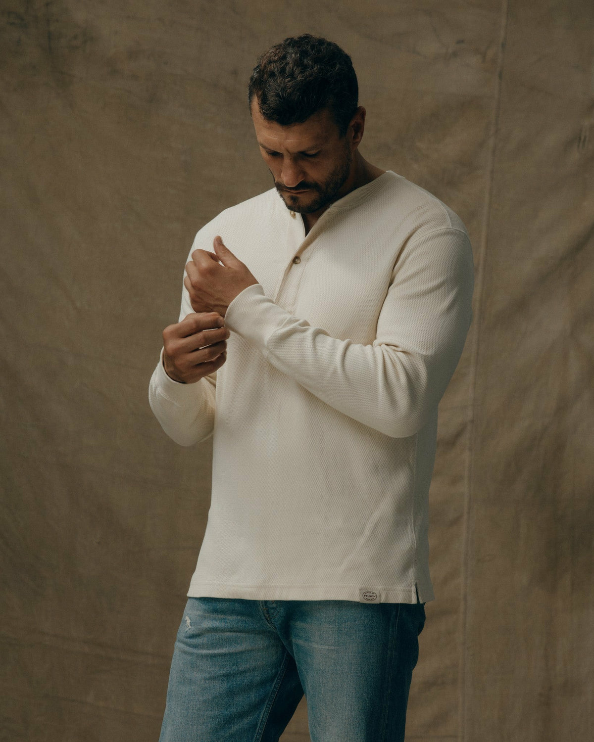 Men Filson Men's 100% Cotton Waffle Knit Henley
