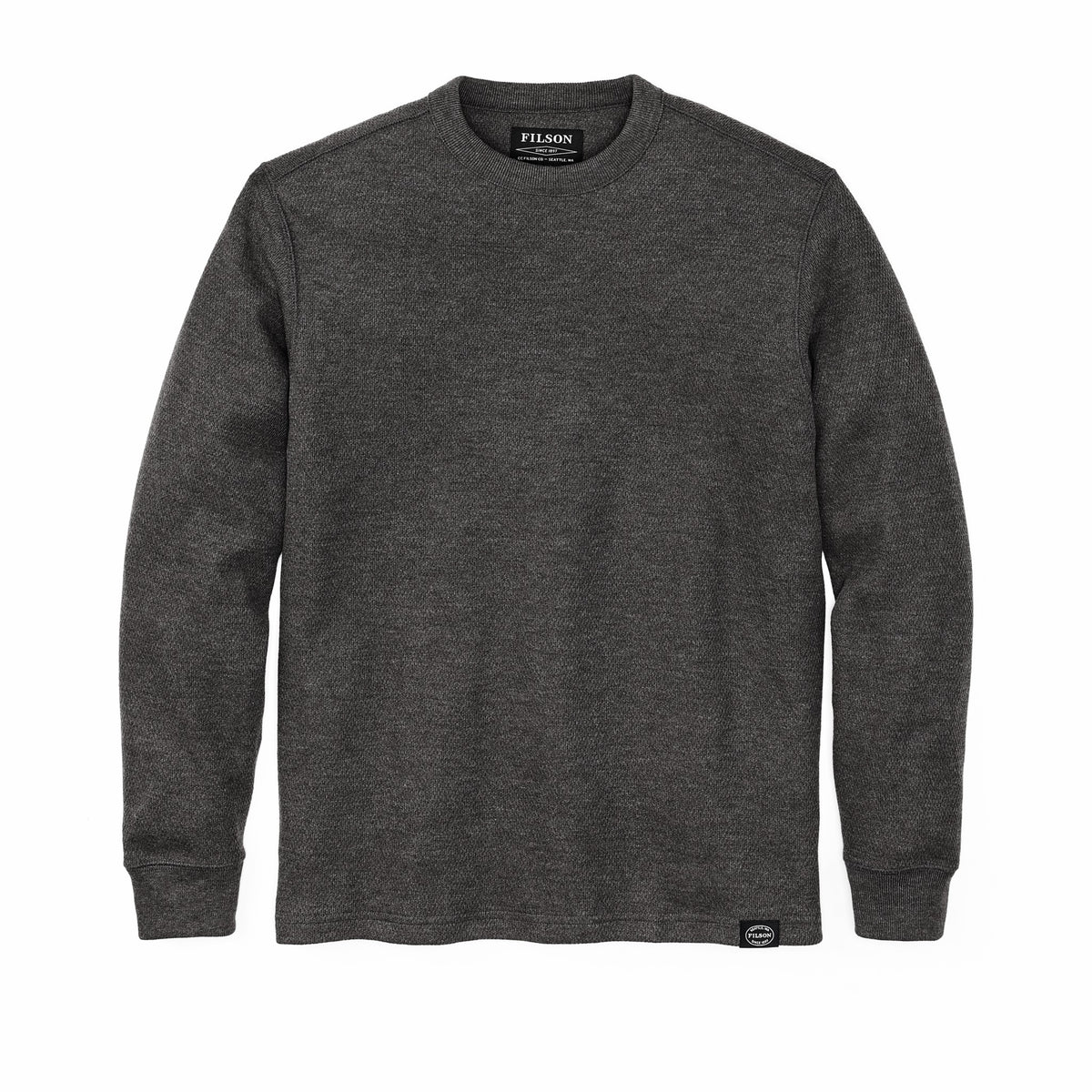 Men Filson Men's Waffle Knit Thermal Crewneck Sweatshirt — Charcoal