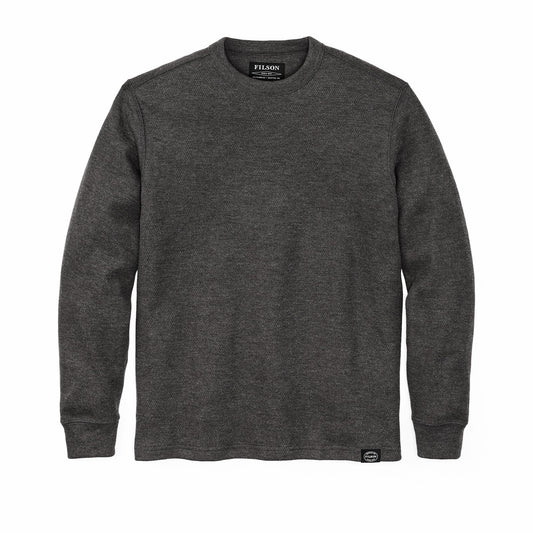 Men Filson Men's Waffle Knit Thermal Crewneck Sweatshirt — Charcoal