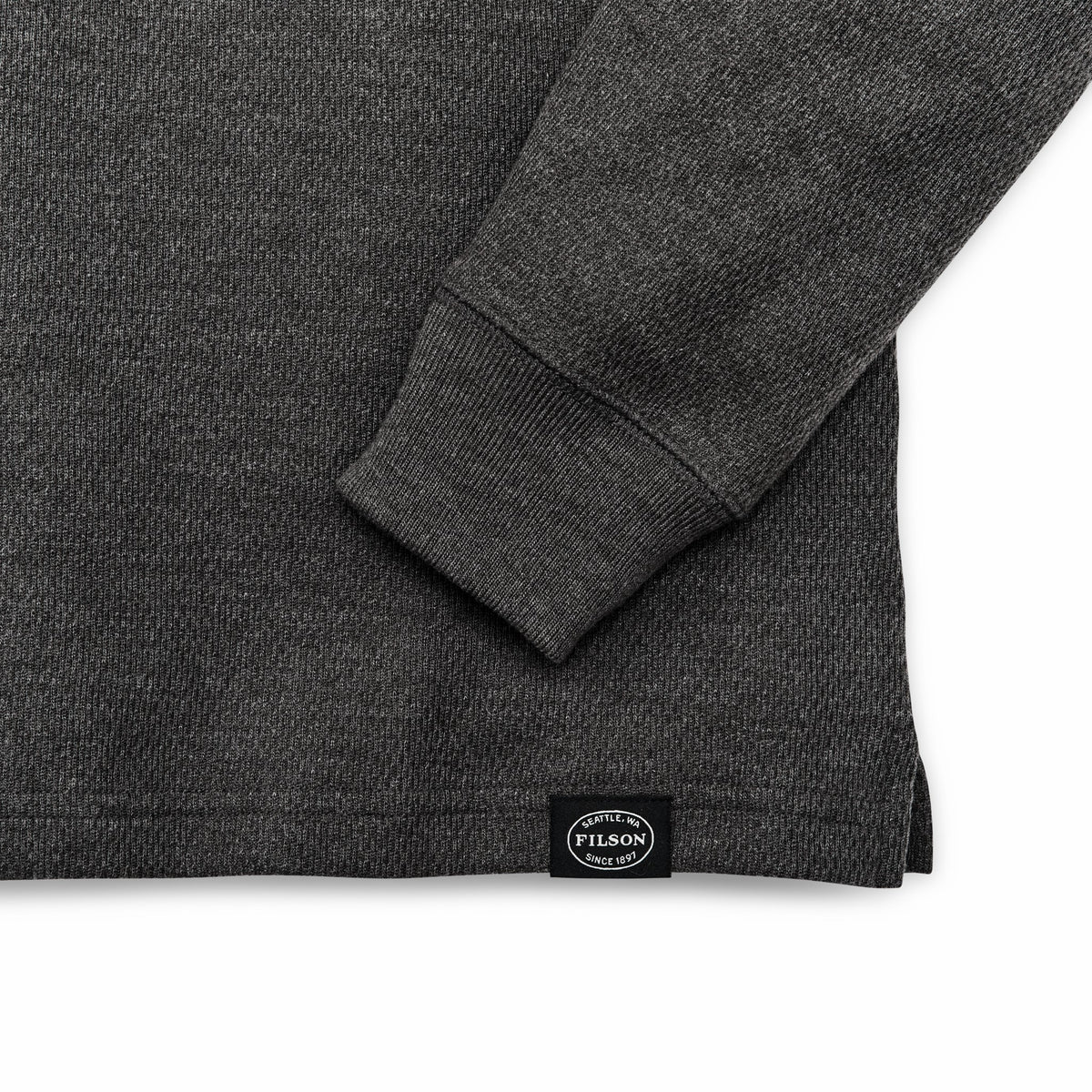 Men Filson Men's Waffle Knit Thermal Crewneck Sweatshirt — Charcoal
