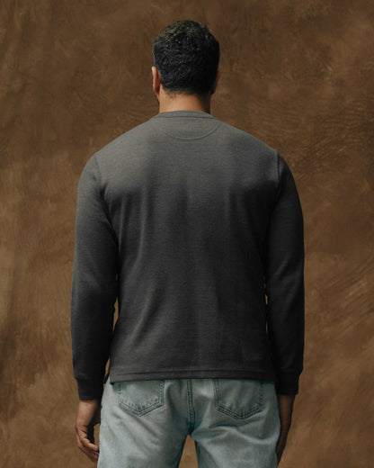 Men Filson Men's Waffle Knit Thermal Crewneck Sweatshirt — Charcoal