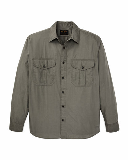 Men Filson Filson's Washed Feather Cloth Shirt - Olive Gray