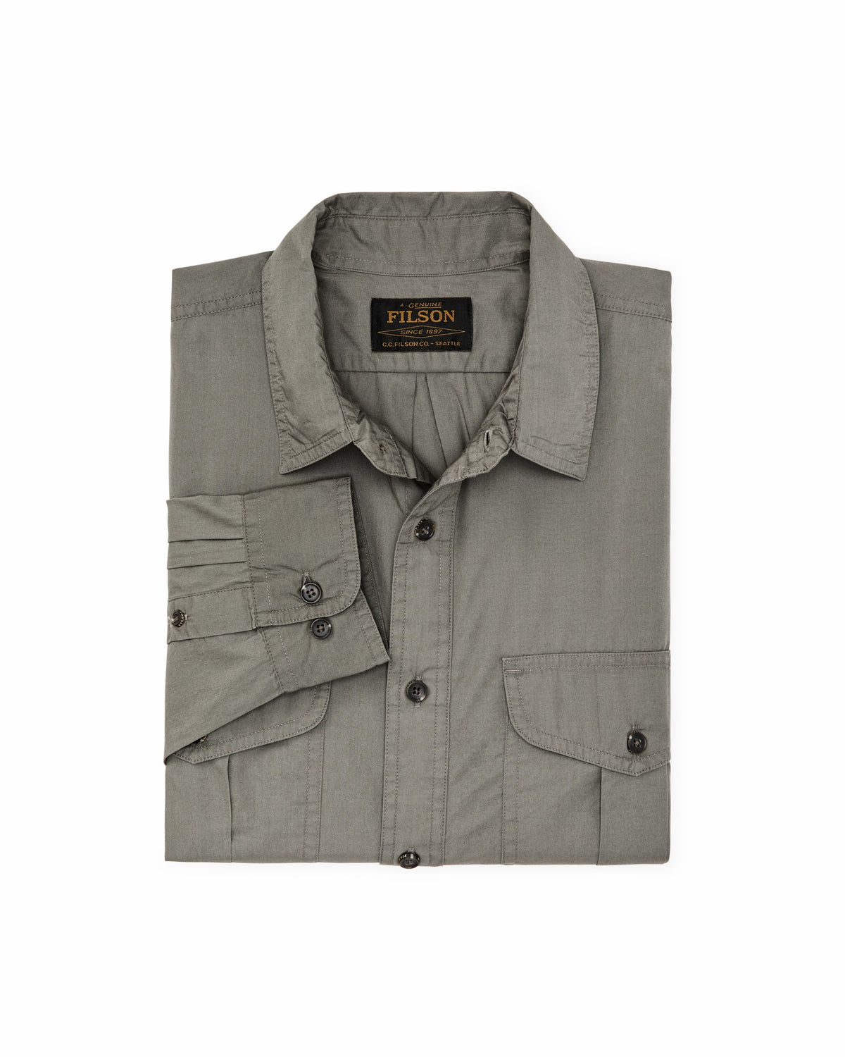 Men Filson Filson's Washed Feather Cloth Shirt - Olive Gray