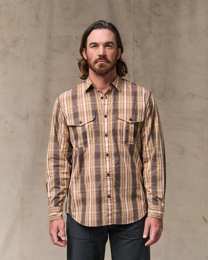 Men Filson Filson's Washed Feather Cloth Shirt - Brown Multi Plaid