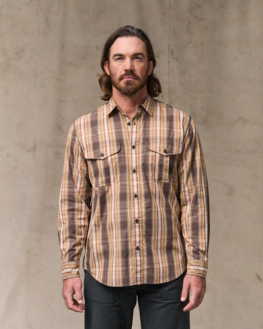 Men Filson Filson's Washed Feather Cloth Shirt - Brown Multi Plaid