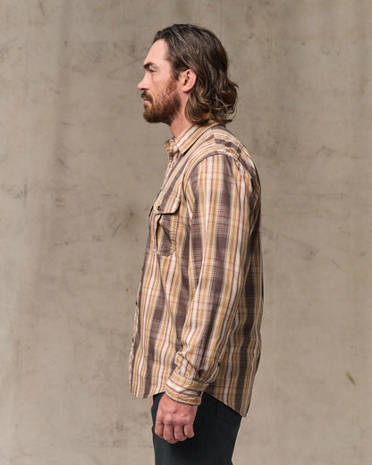 Men Filson Filson's Washed Feather Cloth Shirt - Brown Multi Plaid