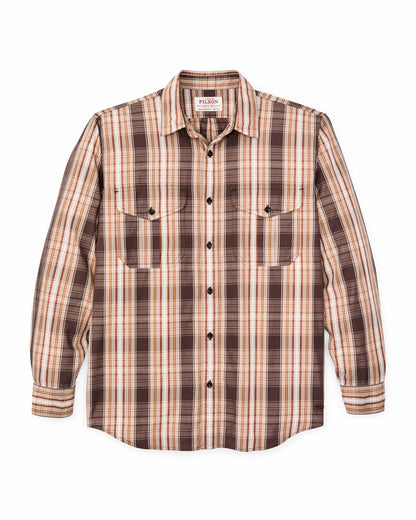 Men Filson Filson's Washed Feather Cloth Shirt - Brown Multi Plaid