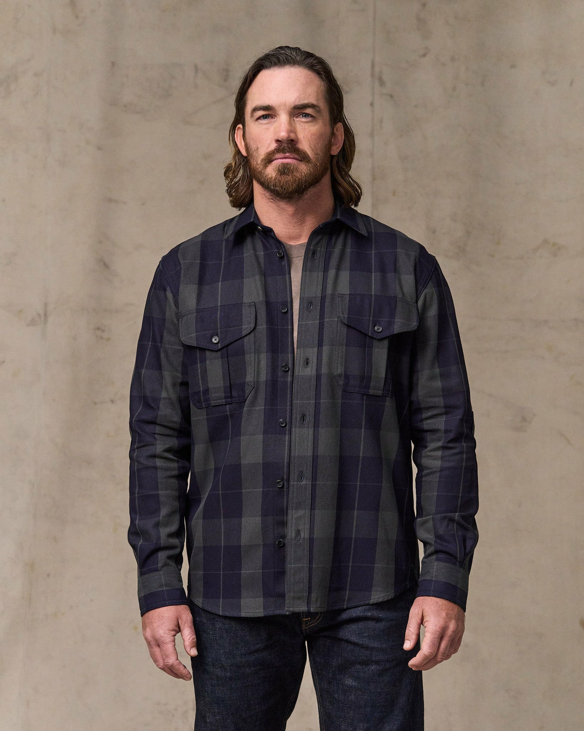Men Filson Vintage Wash Alaskan Guide Shirt - Indigo / Faded Black