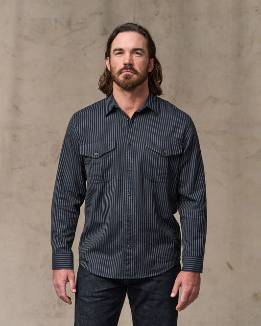 Men Filson Lightweight Alaskan Guide Shirt - Indigo / Ticking Stripe