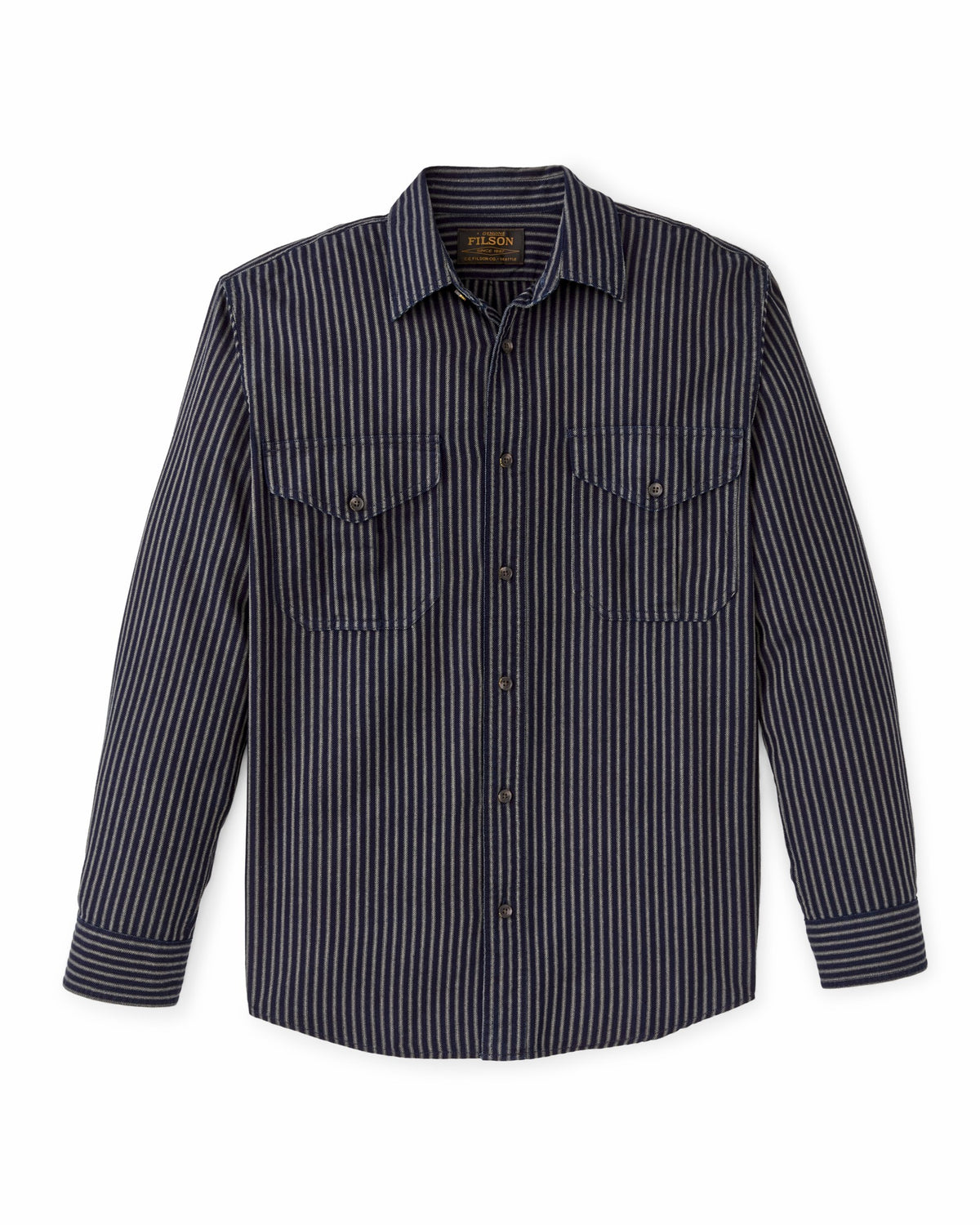 Men Filson Lightweight Alaskan Guide Shirt - Indigo / Ticking Stripe