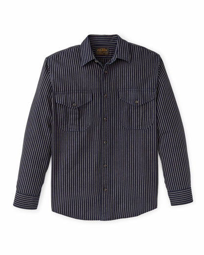 Men Filson Lightweight Alaskan Guide Shirt - Indigo / Ticking Stripe