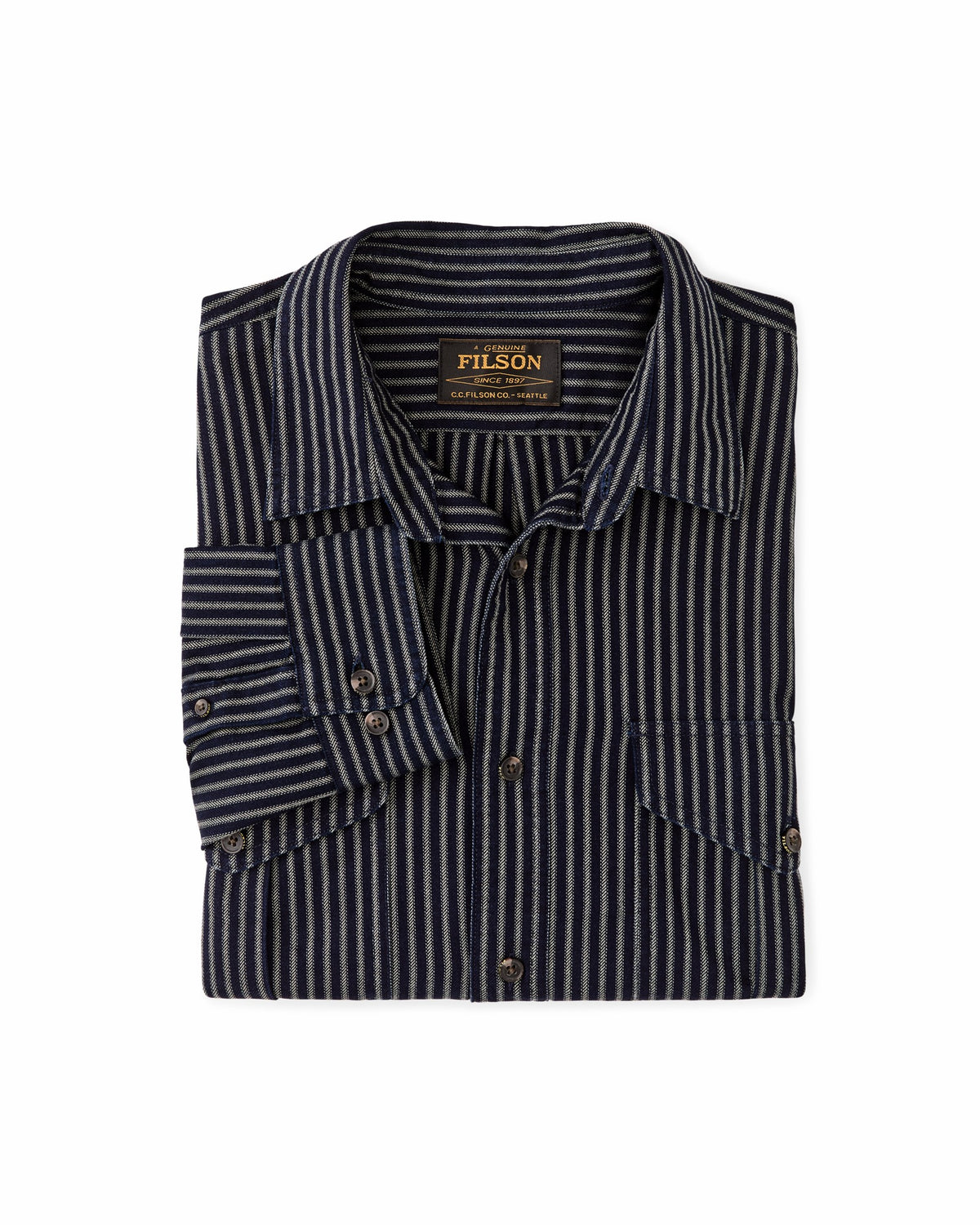 Men Filson Lightweight Alaskan Guide Shirt - Indigo / Ticking Stripe
