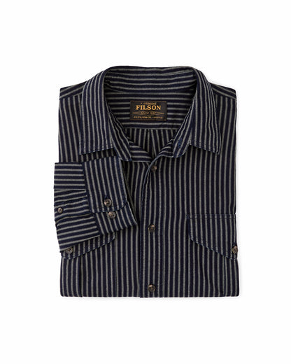 Men Filson Lightweight Alaskan Guide Shirt - Indigo / Ticking Stripe