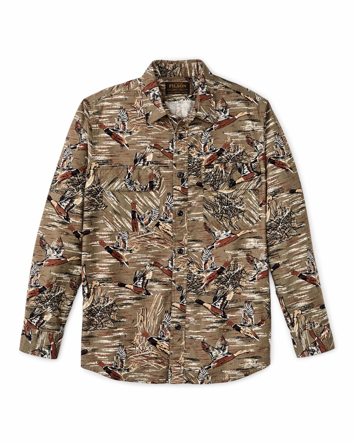 Men Filson Field Flannel Shirt - Brown / Marsh Mallards