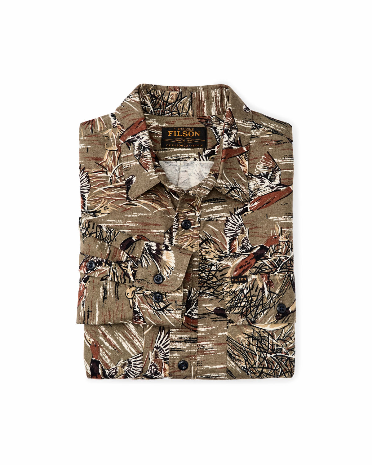 Men Filson Field Flannel Shirt - Brown / Marsh Mallards