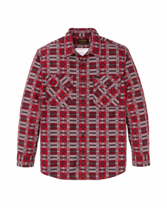 Men Filson Field Flannel Shirt - Burgundy / Red Plaid
