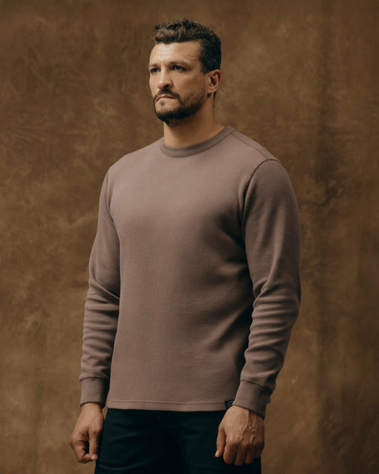 Men Filson Waffle Knit Thermal Crewneck - Brown