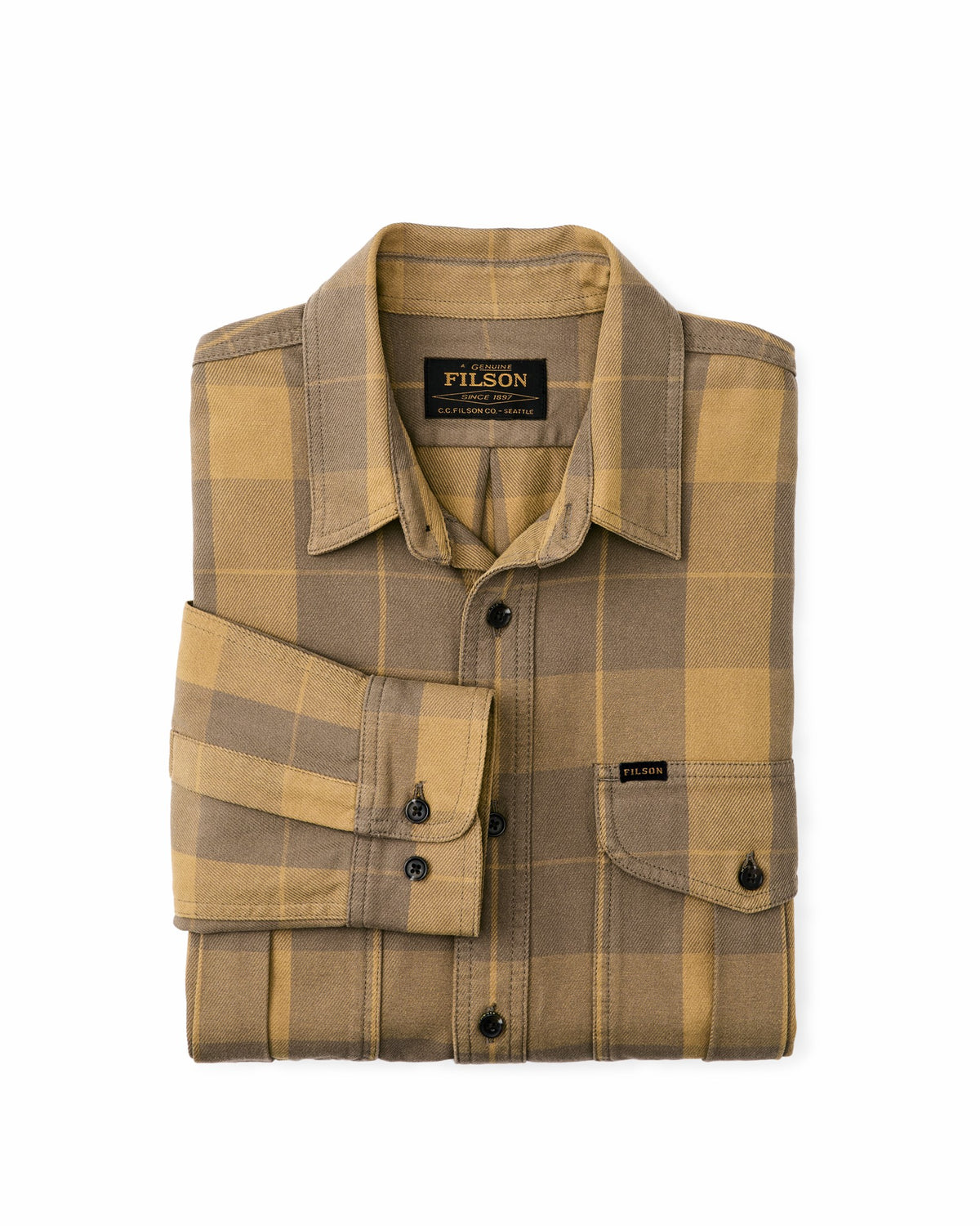Men Filson Vintage Wash Alaskan Guide Shirt - Light Brown / Ochre Plaid