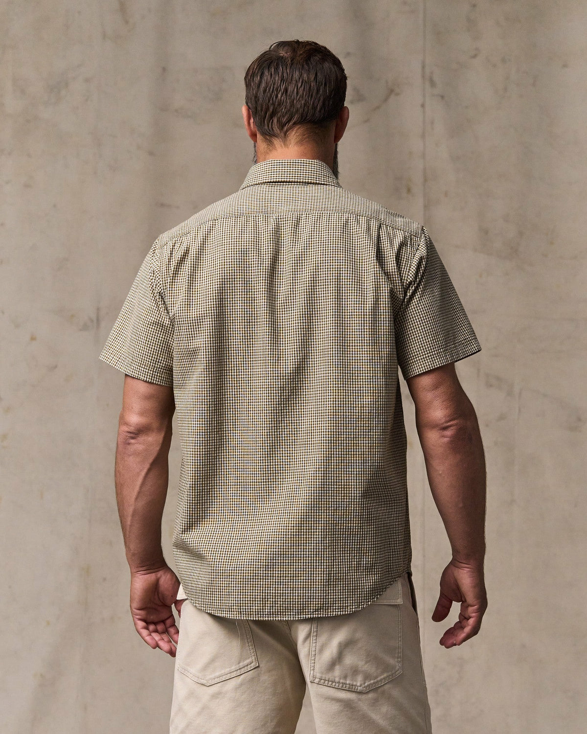 Men Filson Short Sleeve Chambray Shirt - Coffee / Natural Plaid