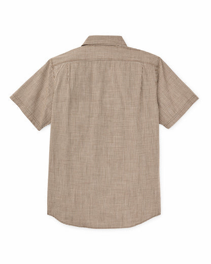 Men Filson Short Sleeve Chambray Shirt - Coffee / Natural Plaid