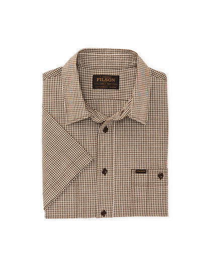 Men Filson Short Sleeve Chambray Shirt - Coffee / Natural Plaid