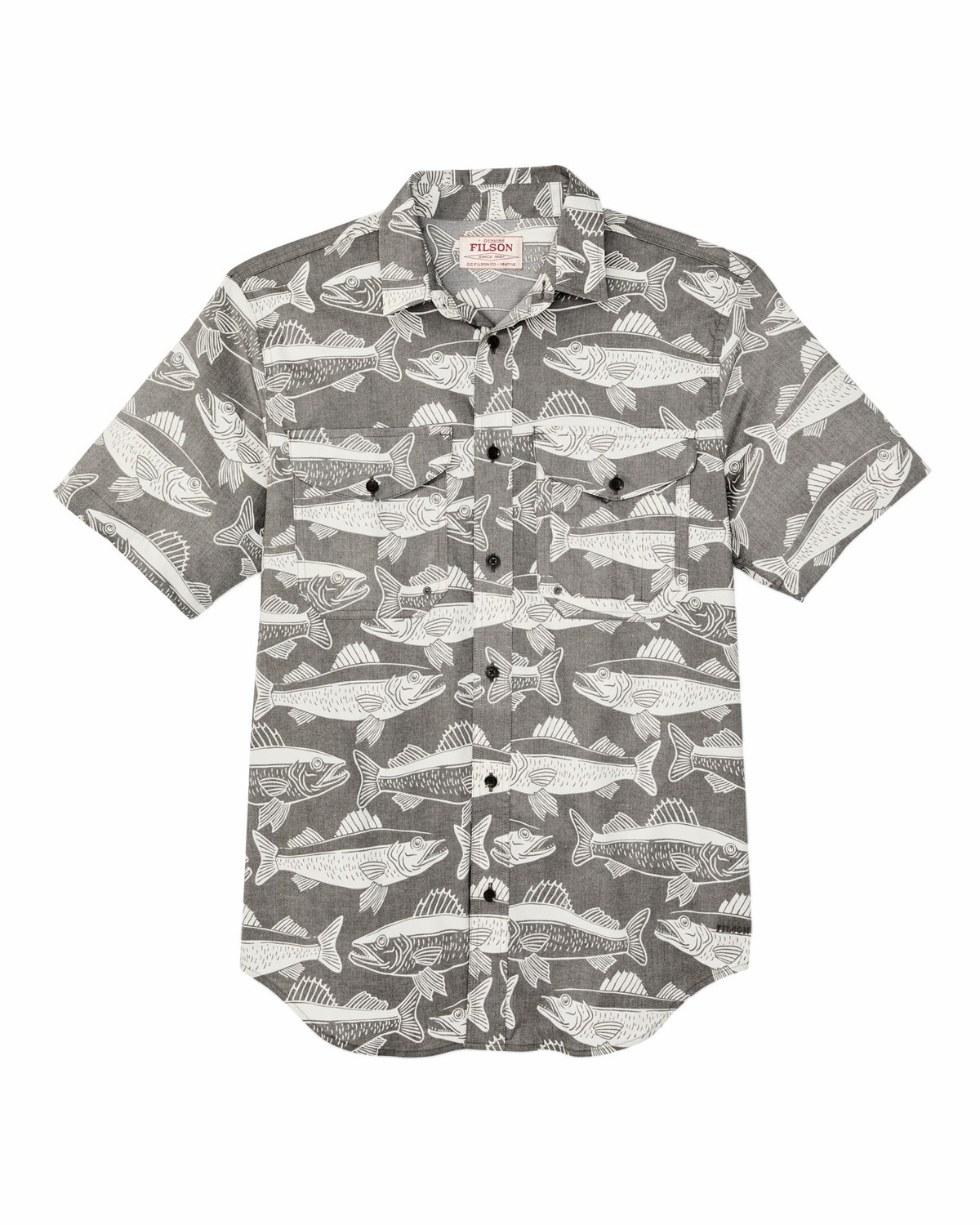Men Filson Twin Lakes Short Sleeve Sport Shirt - Beluga / Print