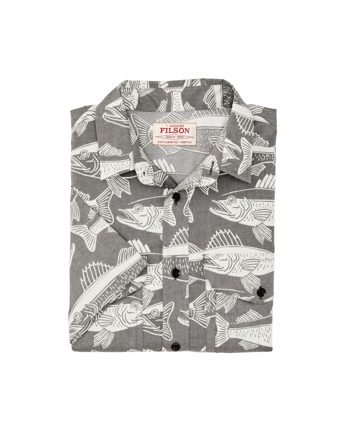 Men Filson Twin Lakes Short Sleeve Sport Shirt - Beluga / Print