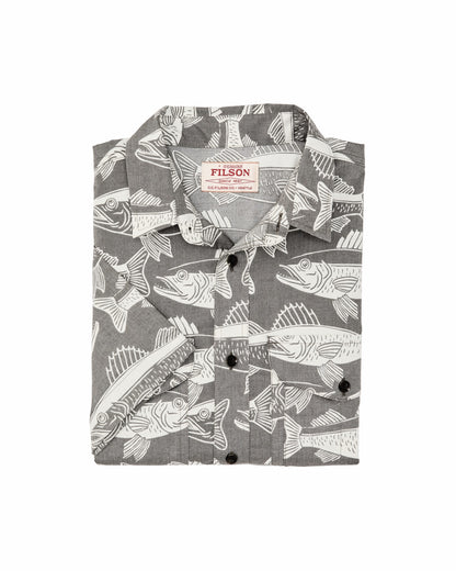 Men Filson Twin Lakes Short Sleeve Sport Shirt - Beluga / Print