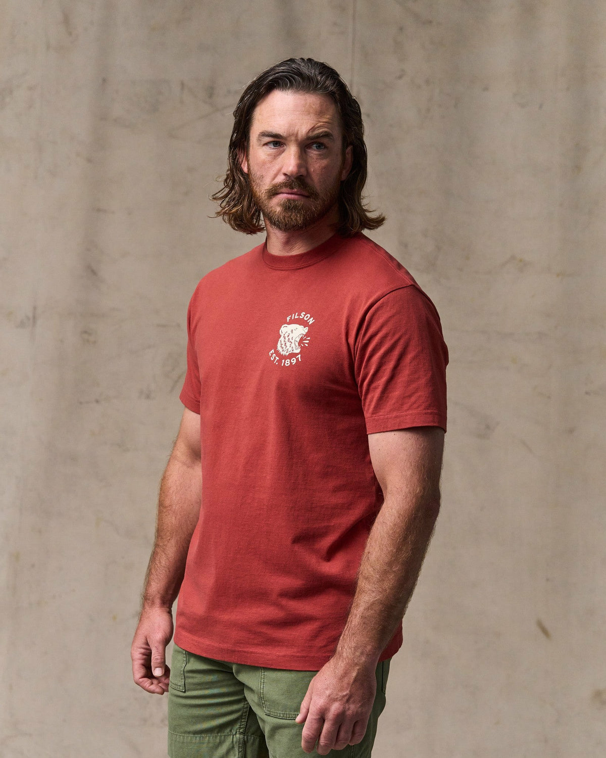 Men Filson Bear Graphic T-Shirt - Chili Oil