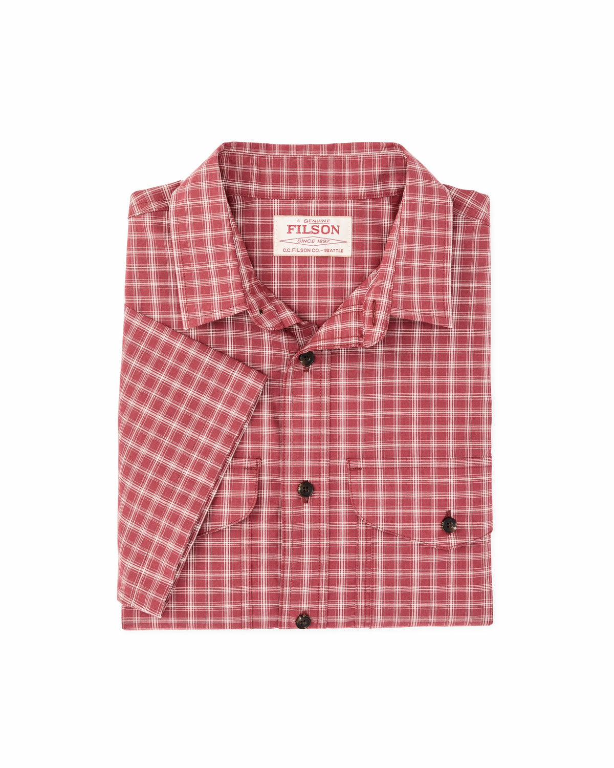 Men Filson Twin Lakes Short Sleeve Sport Shirt - Brick / Cream Plaid