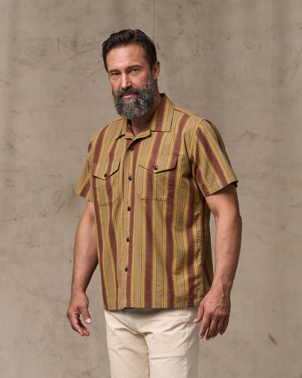 Men Filson Chambray Camp Shirt - Brick / Tan