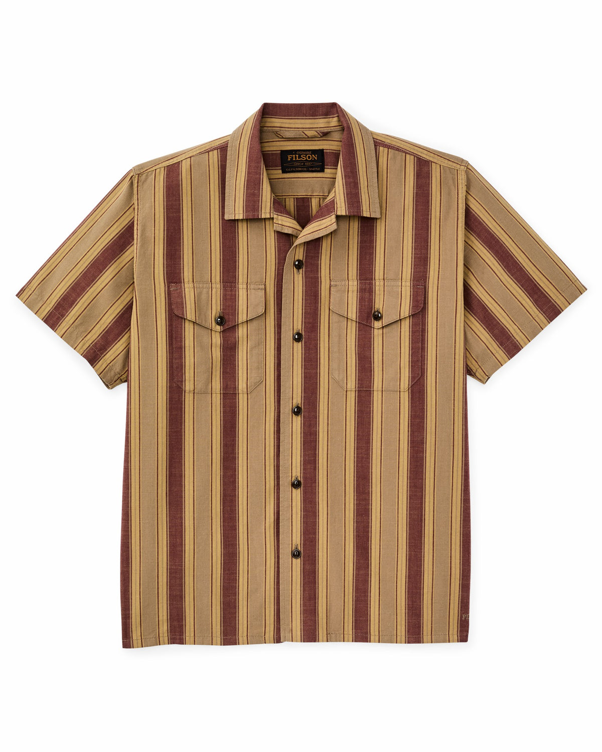 Men Filson Chambray Camp Shirt - Brick / Tan