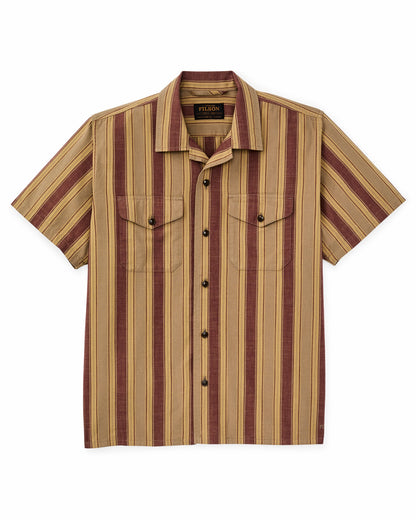 Men Filson Chambray Camp Shirt - Brick / Tan