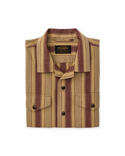 Men Filson Chambray Camp Shirt - Brick / Tan