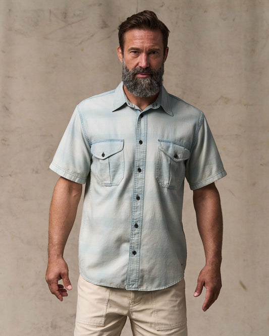 Men Filson Short Sleeve Lightweight Alaskan Guide Shirt - Indigo Plaid