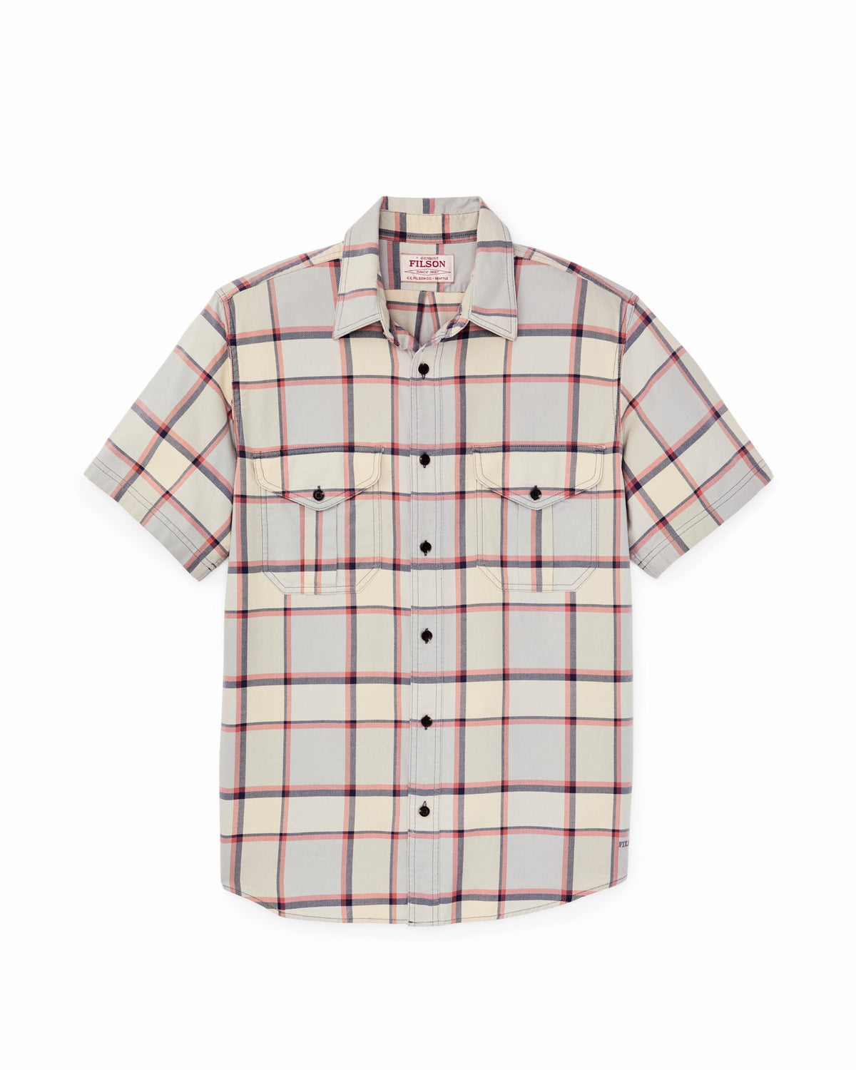 Men Filson Short Sleeve Lightweight Alaskan Guide Shirt - Light Blue / Tan Plaid
